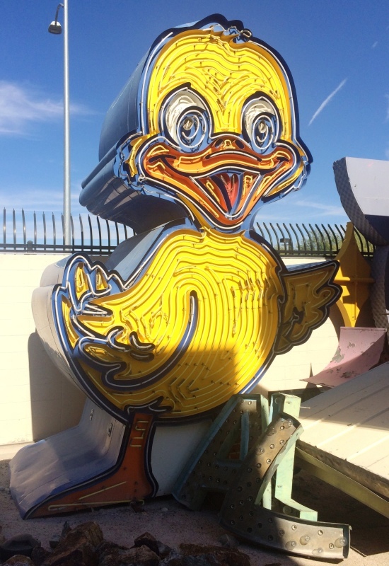 The sign from Ugly Duckling Car Sales welcomes all visitors to the Neon Museum 