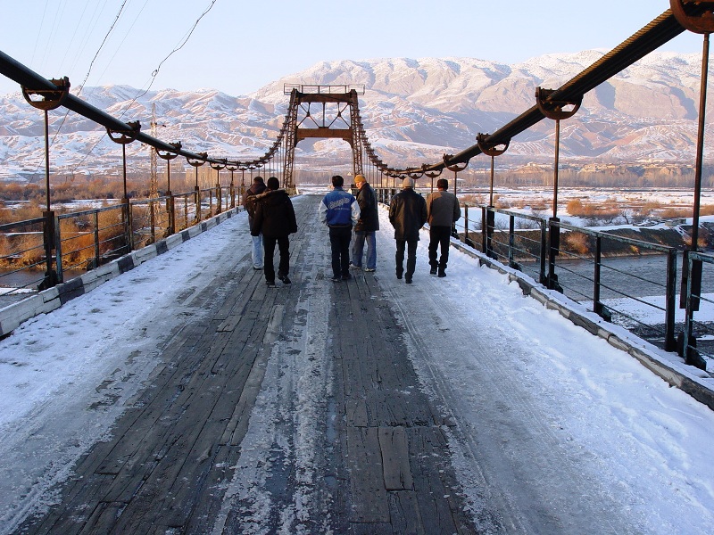 Bridge over the Zeravshan river in Panjakent, Tajikistan