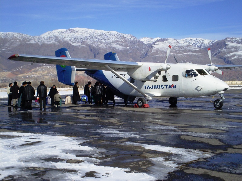 Boarding the flight from Panjakent to Dushanbe, Tajikistan